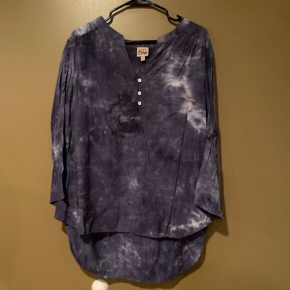 Como Vintage Blue Tie Dye Long Sleeve Top Size XL - Picture 2 of 7
